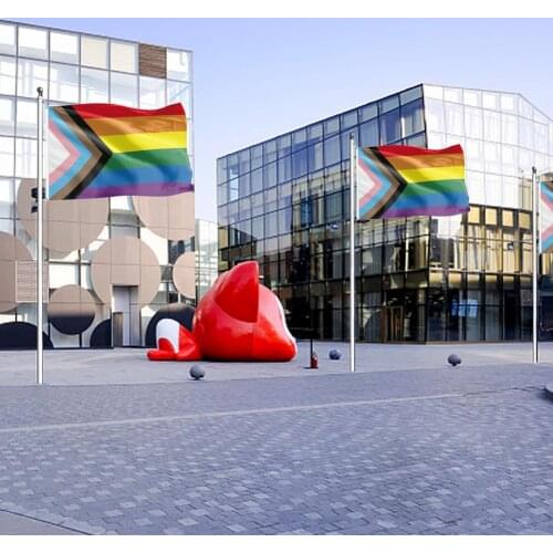 Aerlxemrbrae Rainbow Flag 1.9 X 2.95ft/3 X 5ft Banner 100D Polyester Grommets Lgbt Gay Rainbow Progress Pride Flag