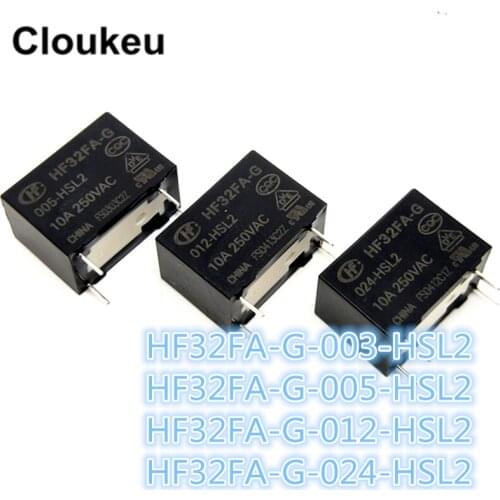 2Pcs Relay DIP4 HF32FA-G- 005 012 024 -HSL2 5V 12V 24V 10A