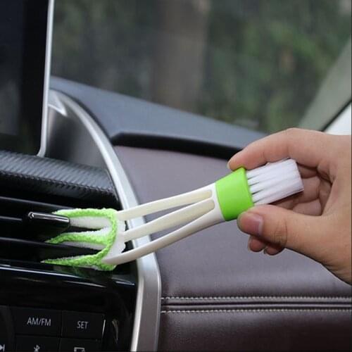2 In 1 Double Ended Cleaning Brush Car Air Conditioner Vent Cleaning Brush Dashboard Soft Brush Blinds Brush Car Clean Tools