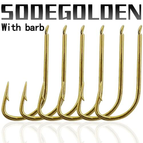 SODE GOLDEN Fishing Hooks Set Barbed Carp Hook High Carbon Steel Sea Fishinhook Fly Fishing Accessories Tackle