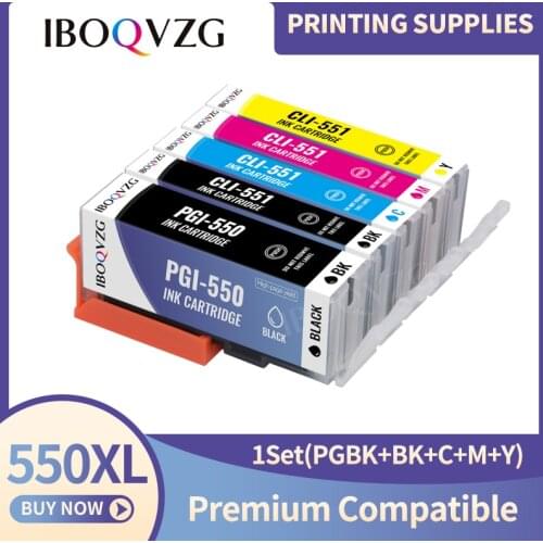 IBOQVZG PGI 550 551 Compatible Ink Cartridge for Canon PIXMA IP7250 MG5450 MX925 MG5550 MG6450 MG5650 MG6650 IX6850 MX725 MX925