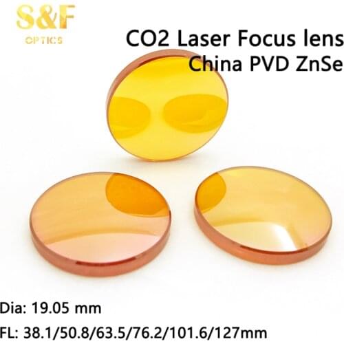 USA CVD Znse Meniscus CO2 laser focus lens Dia. 19mm Focal length 38.1 50.8 63.5 76.2 101.6 127mm for laser engraving machine