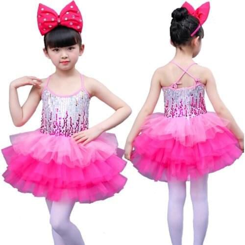 Girl Stage Dancewear Girl Ballet Dress For Children Girl Jazz Dance Costumes For Girls Sequins Dance Girl Performance D