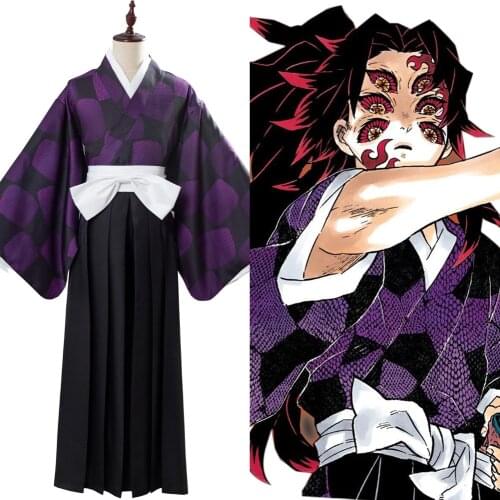 2020 New Demon Slayer: Kimetsu no Yaiba Cosplay Kokushibou Costume Upper Moon One Tsugikuni Michikatsu Uniform Kimono Suit