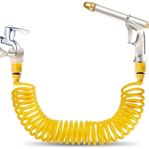 Premium Garden Water Hose Self Coiling Recoil Retractable Coil Sprayer Soap Dipenser Bottle Watering Spray Nozzle Sprinkler