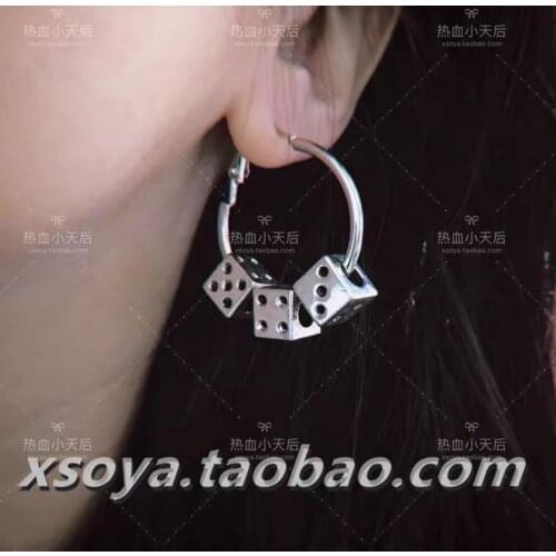 Dark Cool Retro Funny Exaggerated Creative Dice Ear Ring Ear Stud Ear Stud Earrings