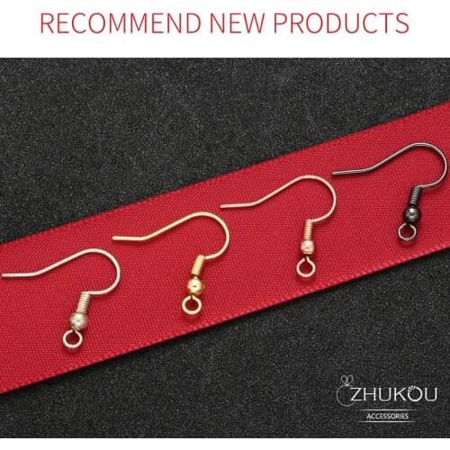 ZHUKOU 18x19mm 200pcs copper Earring Hooks mixed color Earring Base Supplies for Jewelry Finding Making Accessories model:PE4