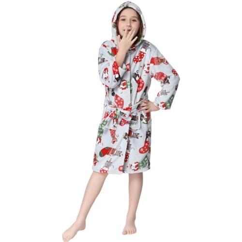 Boys and Girls Winter Hooded Bathrobe Kigurumi Unicorn Pajamas Pijamas Animals Children Christmas Pajamas Bath Robes Blankets