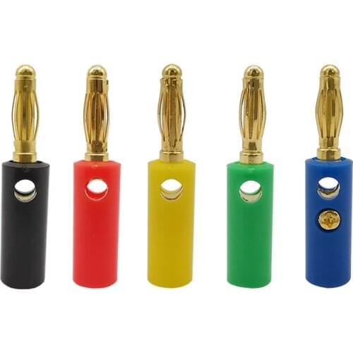 10/5pcs 4mm Banana Plug Audio Speaker Gold Plated Screw Banana Male Plugs Adapter 4mm Banana Wire Cable Connector