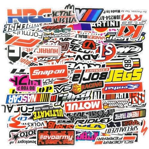 100 PCS Graffiti JDM Racing Car Modification Waterproof Sticker Motorcycle Bicycle Helmet Motor Suitcase Laptop Trolley Stickers