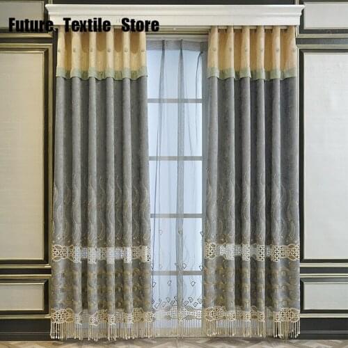 2021 European Chenille Thickened High-end Curtains High-end Hollow Embroidered Curtain Curtains for Living Dining Room Bedroom