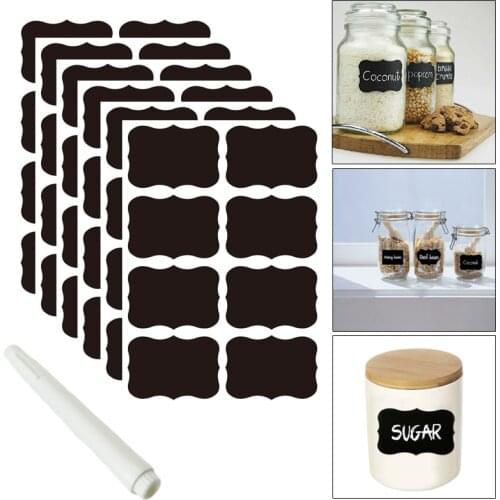 49Pcs Kitchen Accessories Blackboard Stickers Labels with Rewritable White Liquid Chalk Salt Spice Jar Organizer Kitchen Gadgets
