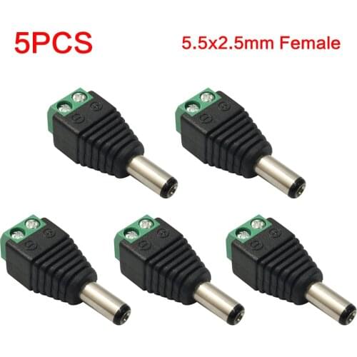 5PCS 5.5mm*2.1mm Female Male DC Power Cable Connector Jack Plug Connection For LED Strip CCTV Security Camera Home Applicance
