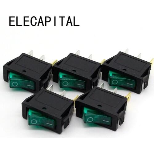 5pcs/lot Green LED Light SPST 3PIN ON/OFF G124 Boat Rocker Switch 15A/250V 20A/125V Car Dash Dashboard Truck RV ATV Home