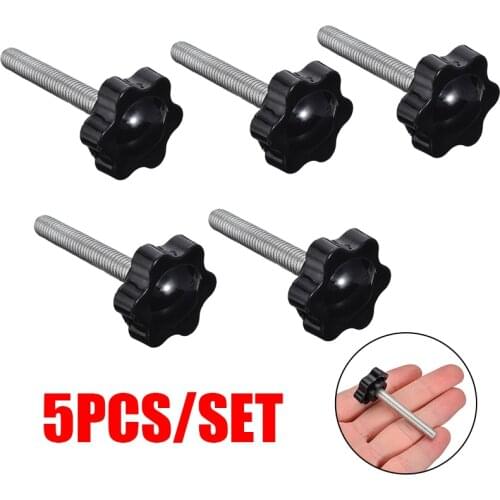 5Pcs M6 40mm Thread Screws For Clamping Knob Star Shaped Plastic Head Screw Bolts Nuts Knob Fastener Accessories