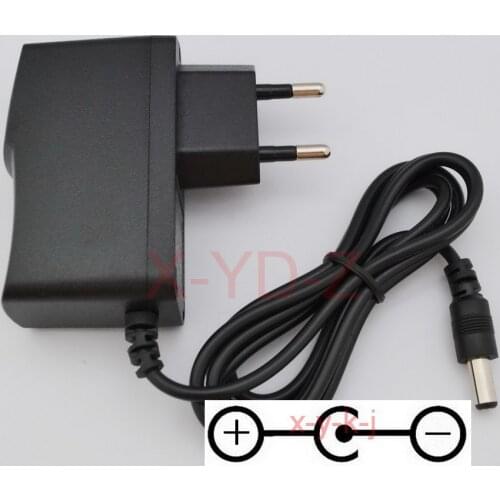 500PCS High quality AC/DC 9V 1A Switching Power Supply adapter Reverse Polarity Negative Inside EU plug 5.5mm x 2.1mm-2.5mm