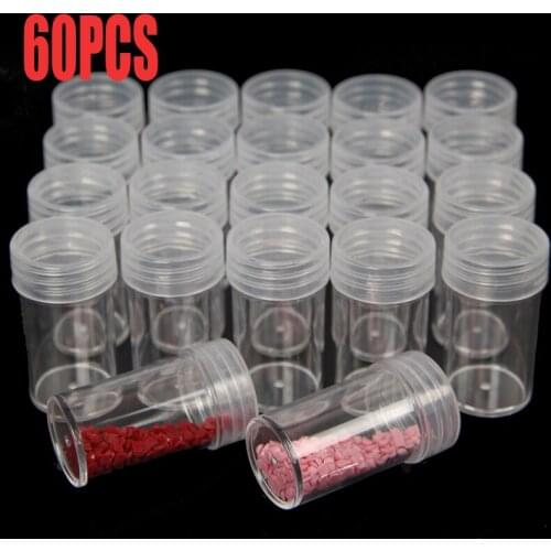 60/48/36/24 Transparent Bottles Diamond Painting Accessories Container Bottles Diamond Painting Tools Crystal Bead Storage jar