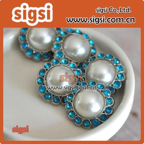 Retro design blue acrylic rhinestone button for decoration