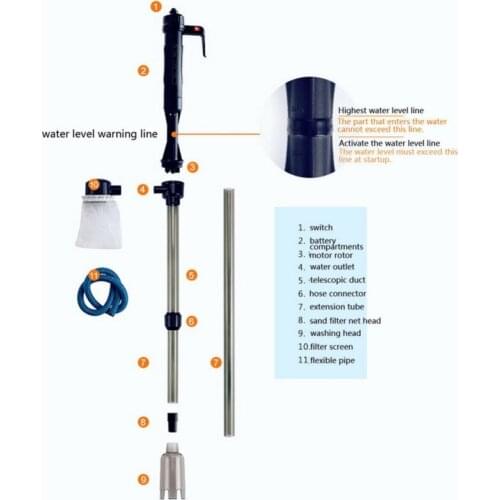 Aquarium Water Change Pump Electric Water Changer Gravel Cleaner Siphon for Fish Tank Water Filter Pump Cleaning Tools
