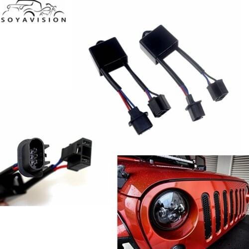 SOYAVISION 7" Car Led Headlight H4-To-H13 For Jeep Wrangler JK Anti-Flicker Decoders Fit Any H4 7" Round LED Headlight