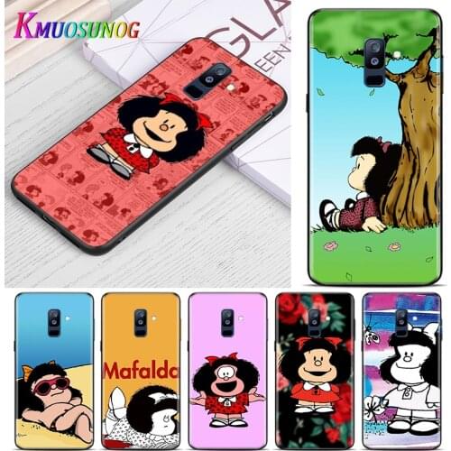 Animated cute Mafalda For Samsung Galaxy A9 A8 Star A8S A7 A6 A6S A5 A3 Plus 2018 2017 2016 A750 Black Phone Case