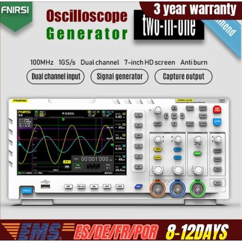 FNIRSI 1014D Digital Oscilloscope Dual Channel Input Signal Generator Osiloscopio Digital 1GSa/s Sampling Rate 1GB Storage