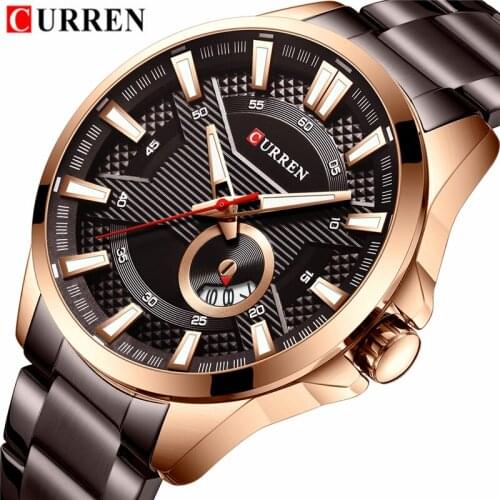 CURREN Mens Watches Top Luxury Brand Business Quartz Watch Men Casual Stainless Steel Waterproof Sport Watch Relogio Masculino