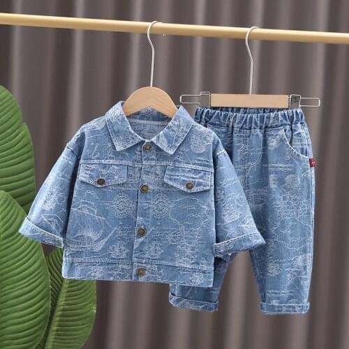 2021 Autumn Winter Baby Boys Clothes Sets Denim Wear Costume Kids Suit Children Clothing Set Denim jacket + jeans 2PCS Outfits