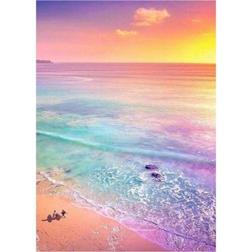 DIY Diamond Painting Kits For Adults, Full Drill Crystal Rhinestone Paintings Kit For Home Decoration Seaside