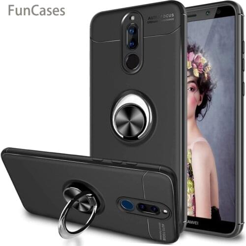 For Huawei Mate 10 Lite Case Cover Metal Magnetic Ring Holder Soft Silicone TPU Luxury Case for Huawei Nova 2i Hawei tempurung