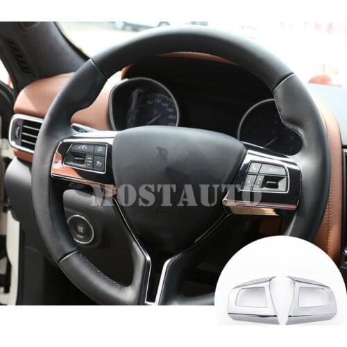 For Maserati Ghibli Quattroporte Interior Steering Wheel Button Frame Cover 2014-2018 2pcs Car Accessories Interior Car Decor