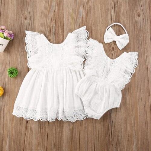 Sleeveless Lace Elegant Romper Dress Outfits Baby Girls Clothes Outfits Summer Kid Baby Girls Family Matching Outfits