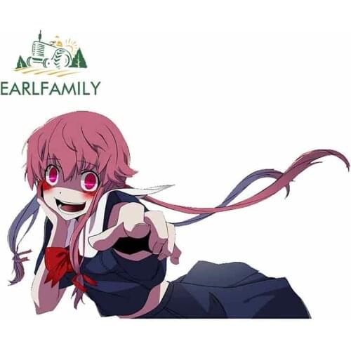 EARLFAMILY 13cm x 7.9cm For Gasai Yuno Mirai Nikki Car Graphic Decal Car Assessoires VAN GTR Decoration Creative Stickers