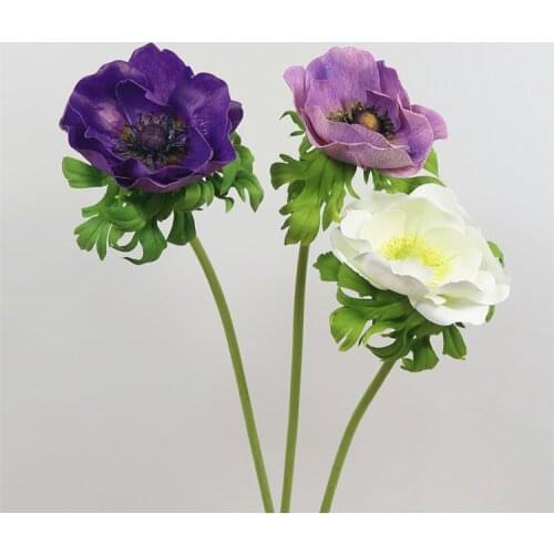 Artificial Anemone Flower High Quality PU Real Touch Dia 11cm Big Luxury Decorative Flowers