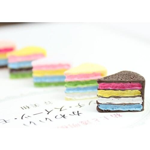 20Pcs Resin Flatback Layer Rainbow Cake Decoration DIY Scrapbooking Kawaii Food Play Cabochon Embellishments For Accessories