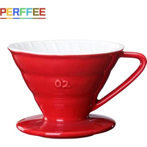 Ceramic V60 Coffee Dripper Two-Color Pour Over Coffee Maker Cloud V Shape Drip Coffee Filter Double White Red Brown V01 V02