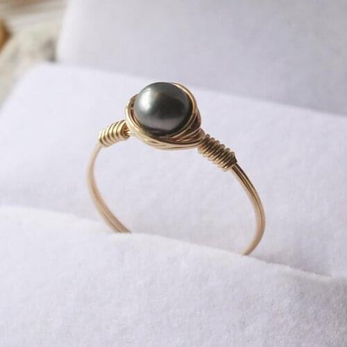 5MM Black Pearl Rings Jewelry Gold Filled Knuckle Ring Mujer Boho Bague Femme Minimalism Boho Ring For Women