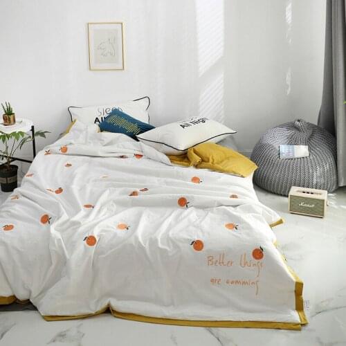 Cotton Summer Thin Quilt Orange Embroidery Air Conditioning Quilt Sofa Cover Blanket Office Nap Blanket Home Bedding Textile