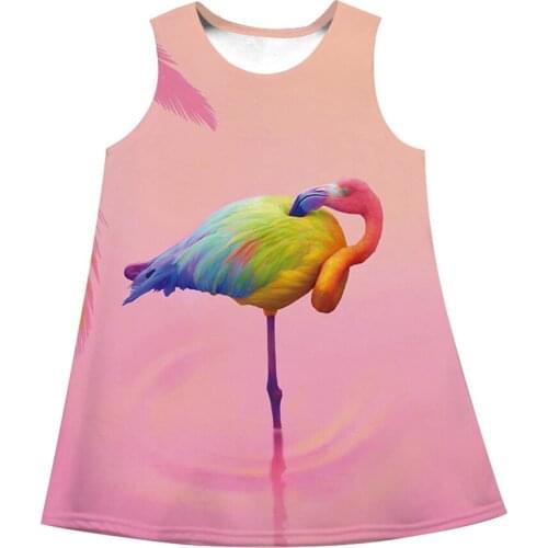 Girls O-neck Sleeveless 3D Digital Print Beautiful Painting Knee Length A-line Summer Dresses Cute 3D Princess Top Dresses