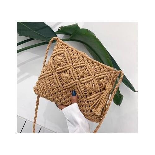 Fashion Woven Shoulder Bags Summer Women Cotton thread Weave Crossbody Beach Travel Handbag Female Bag Messenger Bags Bolsa sac
