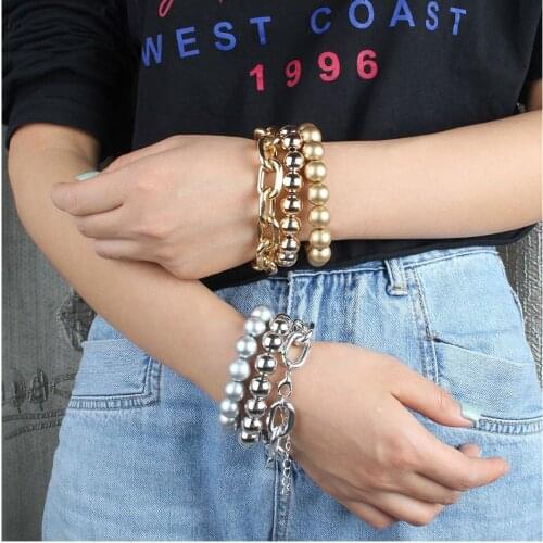 Retro fashion 3-piece set of golden round beads beaded bracelets womens bracelets handmade jewelry jewelry gifts wholesale