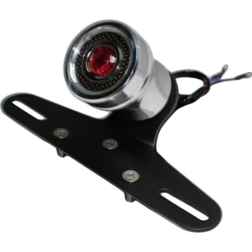 Motorcycle Chrome Diamond LED Brake Rear Tail Light License Plate Holder Universal Bracket