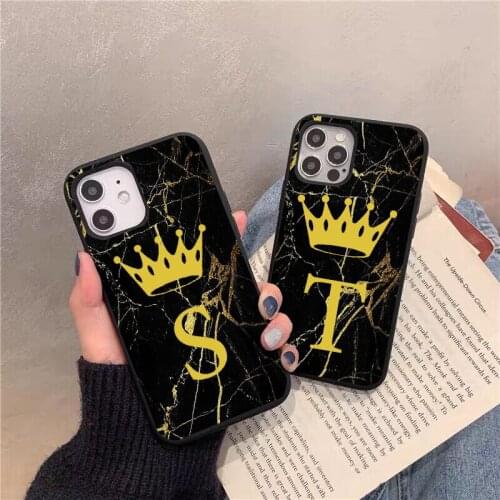 Custom Name Golden Letter marble black soft phone Case For iphone 11PRO 12Pro max 7 8 6s Plus XR XS Max 11pro max 12mini SE2020