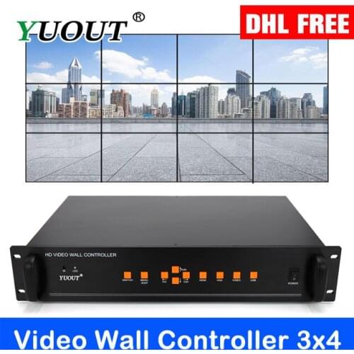 YD-VD12 Video Wall Controller 12 Channel HDMI VGA AV Video Processor2x2 2x3 2x4 3x3 3x3 3x4 12 images Splicing Processor