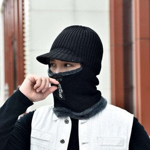 2020 new fashion Mens Winter Hats with Scarf Knitted Hat Winter Beanie Hat Beany Male Homme X Gorro Bonnet Caps