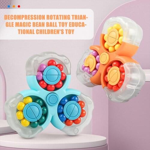 New Decompression Rotating Triangle Magic Bean Ball Toy Educational Childrens Toy Creative Spinning Top With Fluorescent Effect