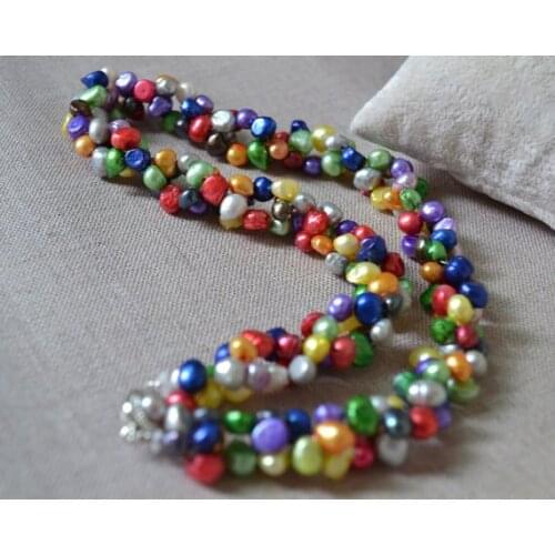 New Arrival Favorite Pearl Necklace Twisted Pearl 18 inches 6-7mm Multicolor Freshwater Pearl Wedding Birthday Party Lady Gift