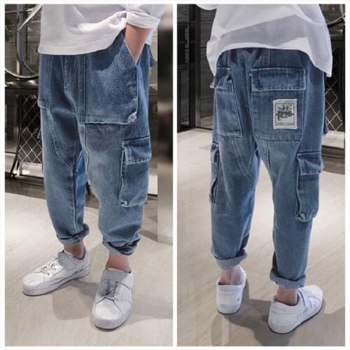 Autumn Kids Clothes Jeans Boys Pants Spring loose Pocket Harlan Jeans For Boy Children Denim Trousers Kids Jeans For Teens 3-14Y