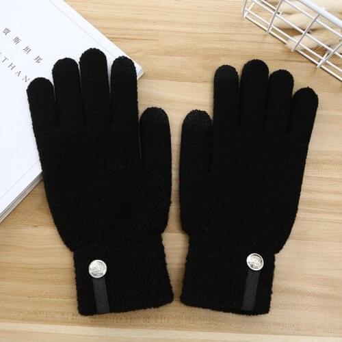 2020 Winter Mens Warm Gloves New Thick Flexible Full Finger Korean Creative Cashmere Knitted Adult Gloves Smartphone Tablet