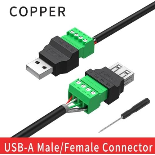 USB 2.0 Type A Male/Female to 4Pin Screw Connector USB Jack with Shield to Screw Terminal Plug USB-A connector